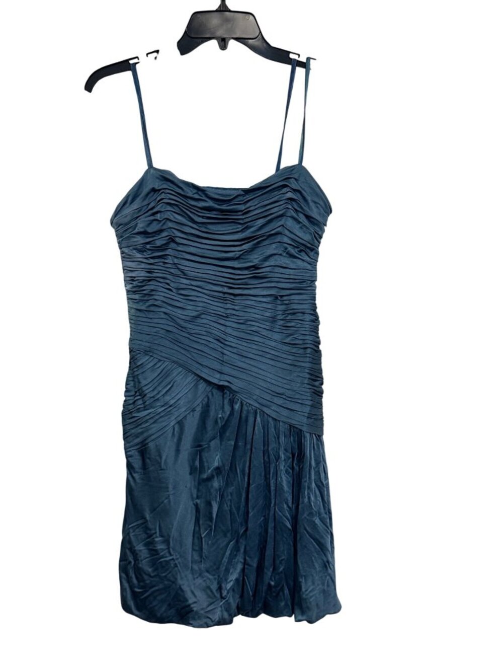 BCBGMAXAZRIA Blue Ruched Silk Blend Spaghetti Strap Mini Dress Size S